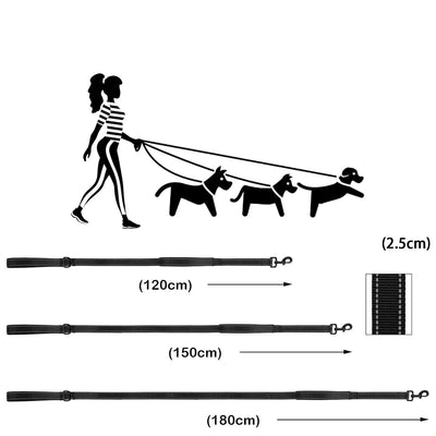 Hochbelastbare Doppelgriff Leine mit Reflektorstreifen