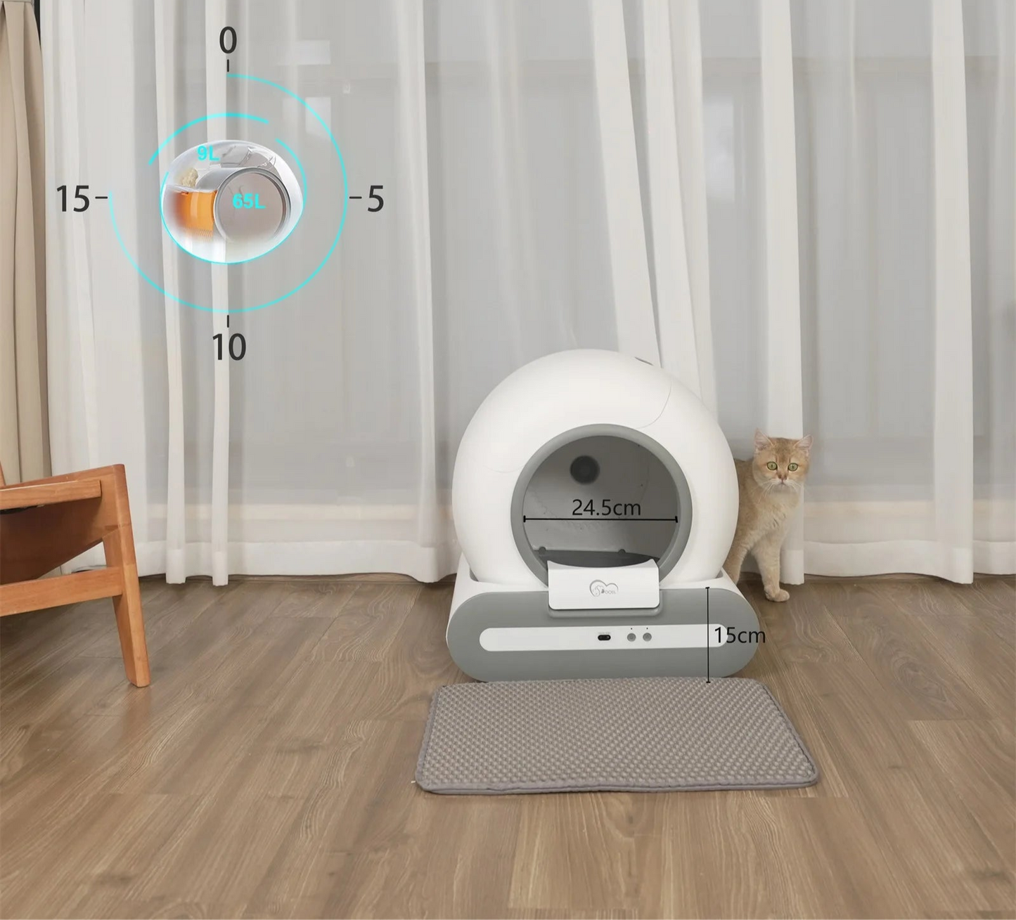 Selbstreinigende Katzentoilette mit App & Sensoren