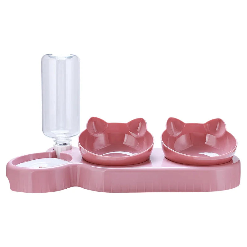 Futternapf 3 in 1 mit Wasserspender und Doppelbecken