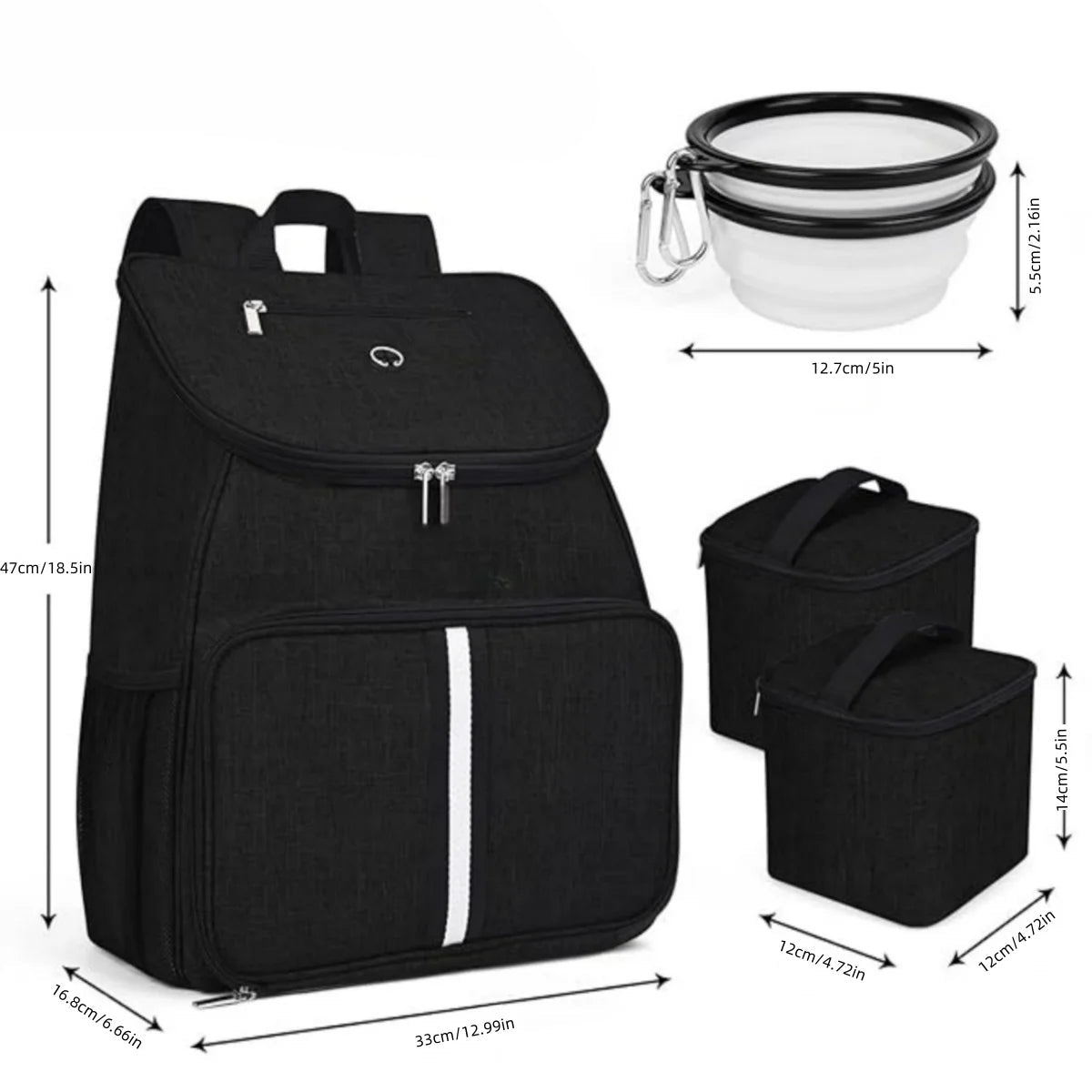 Multifunktionaler Rucksack inkl. 2 Näpfe für Haustierzubehör