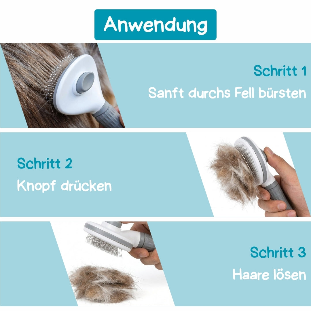 Ein-Klick-Fellbürste: Die Selbstreinigende Komfortbürste für professionelle Fellpflege
