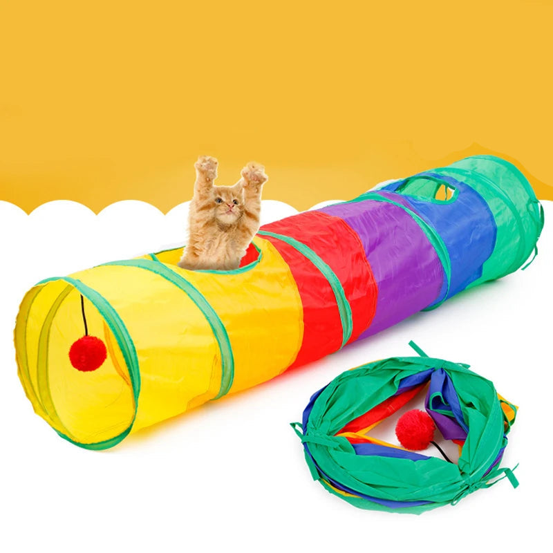 Bunter Katzen Tunnel faltbar für drinnen und draussen