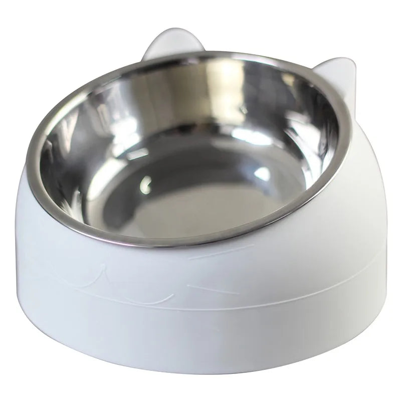 Erhöhter Edelstahlnapf im Katzenohr Design