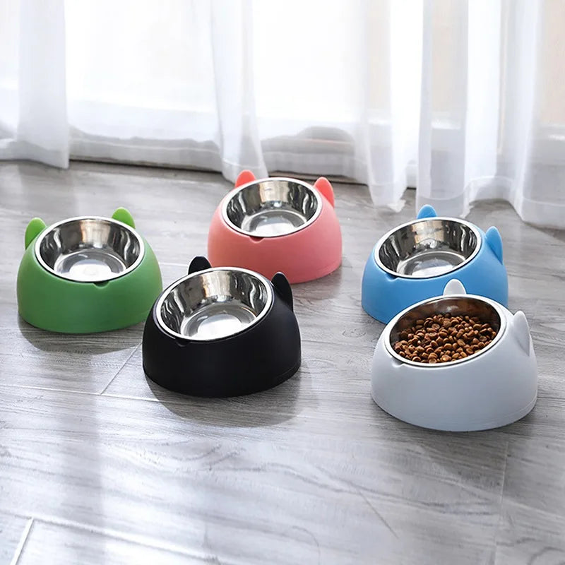 Erhöhter Edelstahlnapf im Katzenohr Design
