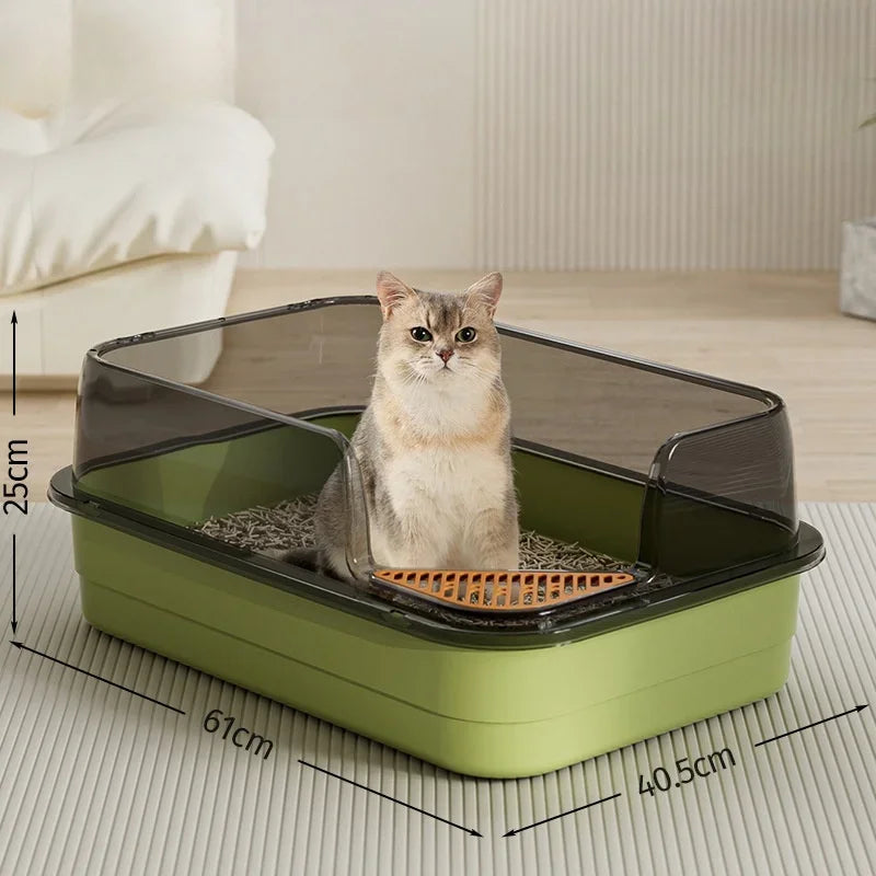 Geräumiges Katzenklo mit Streuschutz