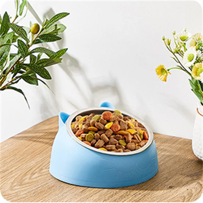 Erhöhter Edelstahlnapf im Katzenohr Design