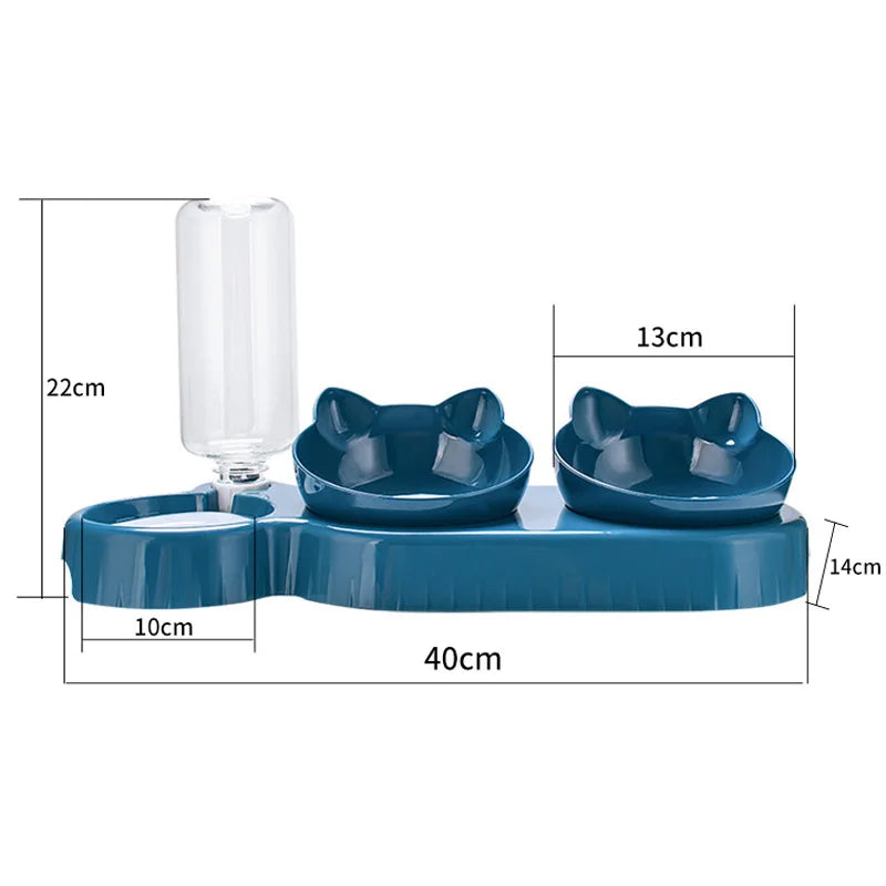 Futternapf 3 in 1 mit Wasserspender und Doppelbecken