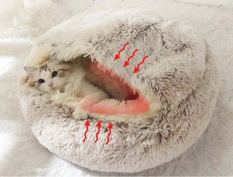 Plüschbett in Muschelform für Herbst und Winter