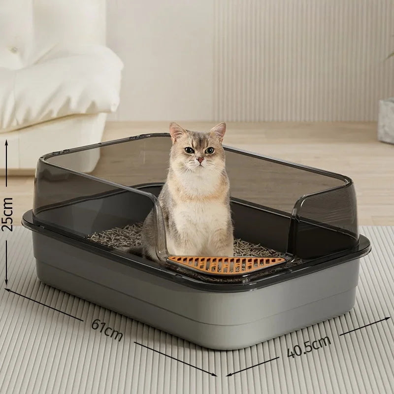 Geräumiges Katzenklo mit Streuschutz