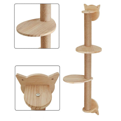 Wandmontierter Kletterbaum mit Sisal Kratzsäulen