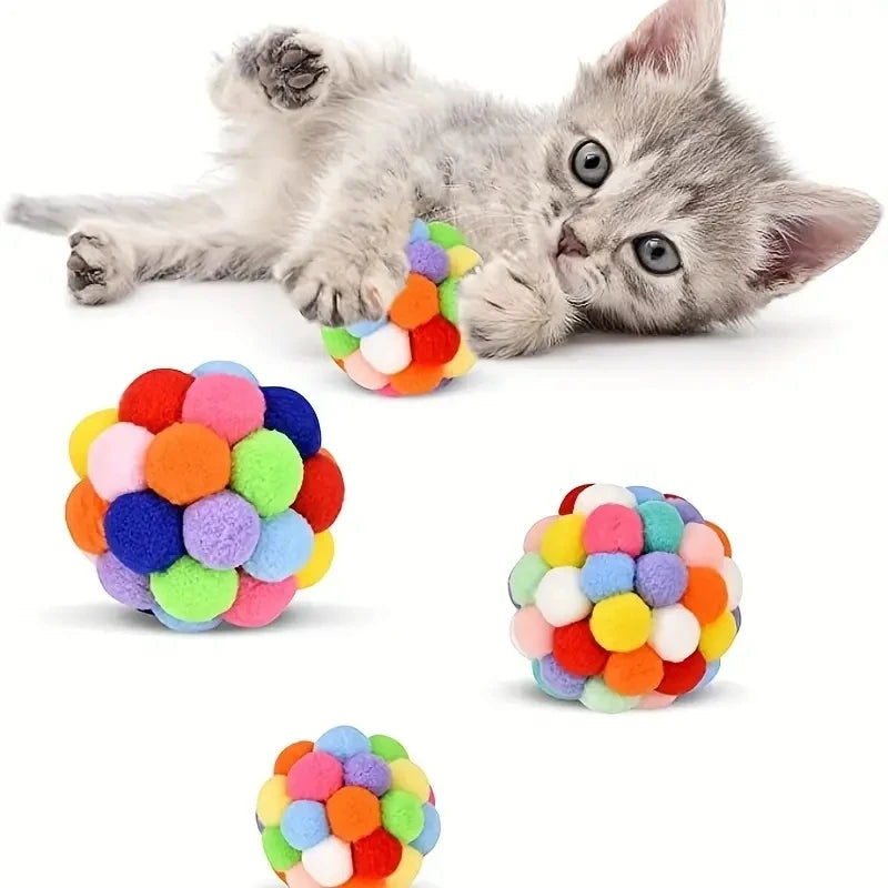 3er Set Spielbälle – Plüsch, Glocke und Wollspielzeug gegen Langeweile
