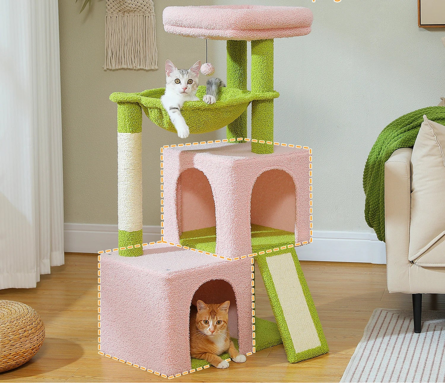 Großer Katzenturm mit Hängematte und Kratzrampe