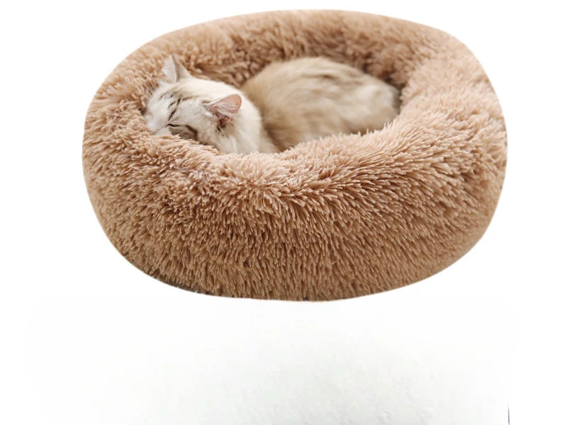 Rundes Plüschbett für Katzen und kleine Hunde