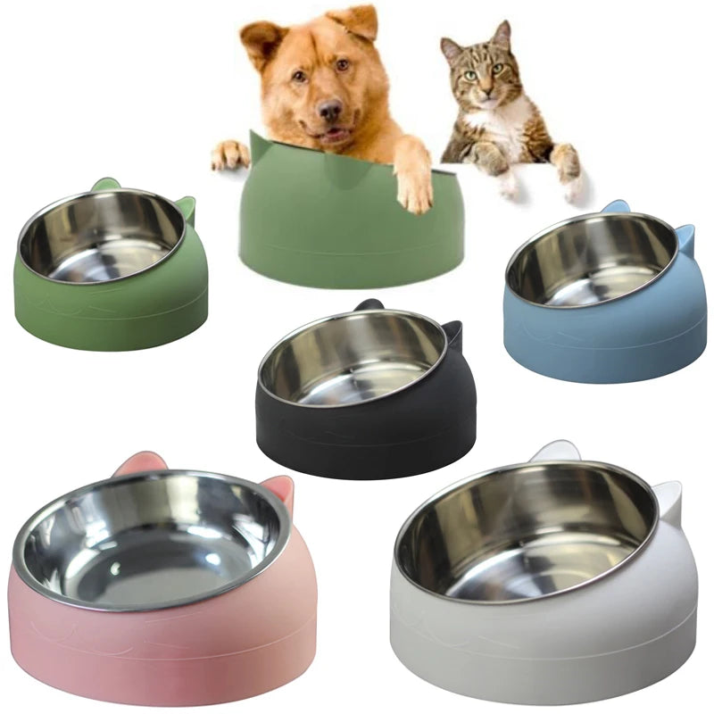 Erhöhter Edelstahlnapf im Katzenohr Design