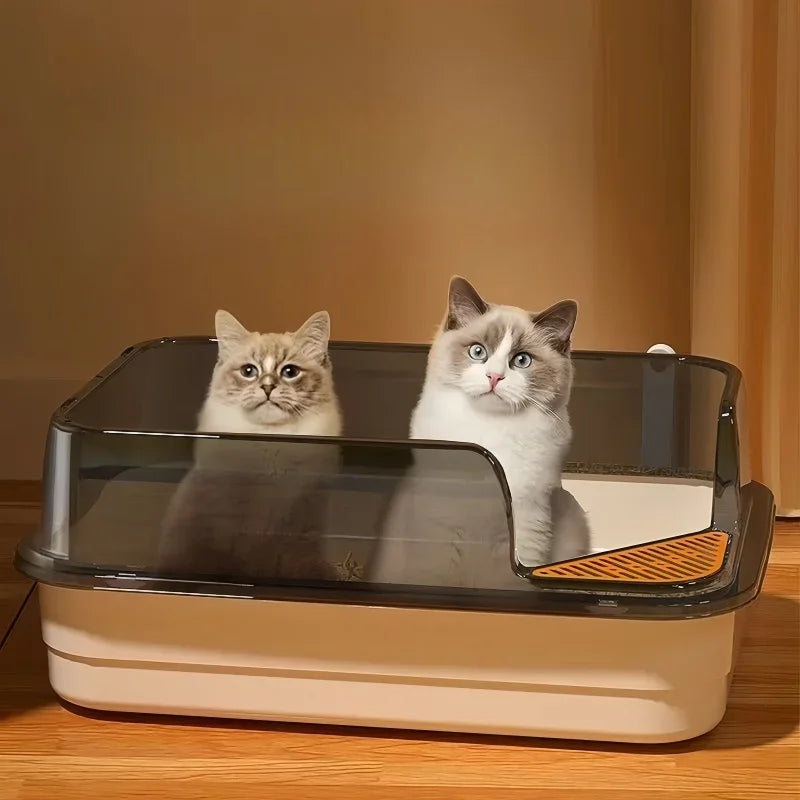 Geräumiges Katzenklo mit Streuschutz