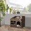 Katzenhaus aus Holz mit Ablage