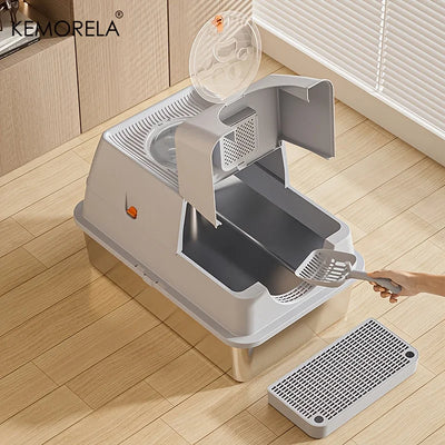 Premium Extra Grosse Katzentoilette aus Edelstahl