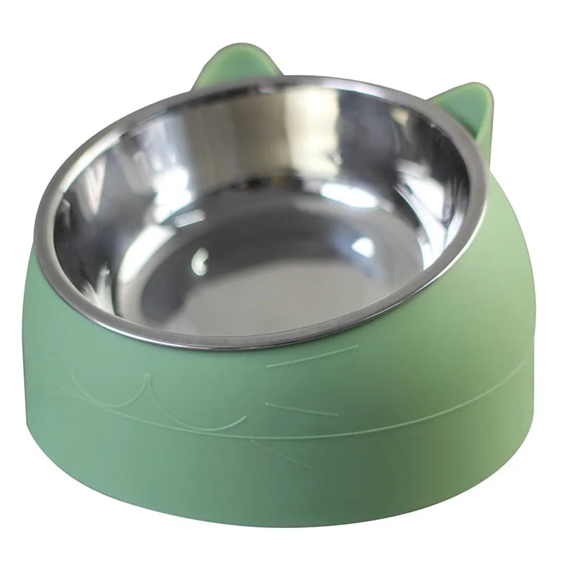 Erhöhter Edelstahlnapf im Katzenohr Design