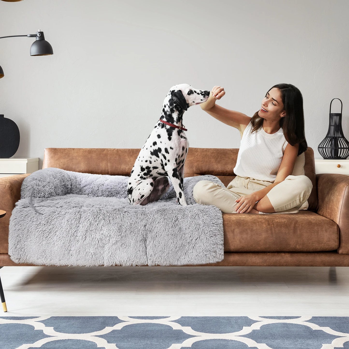 Flauschige Schlafsofa Matte aus Korallenfleece mit Anti Rutsch Boden