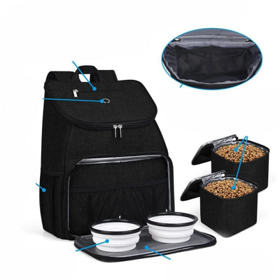 Multifunktionaler Rucksack inkl. 2 Näpfe für Haustierzubehör