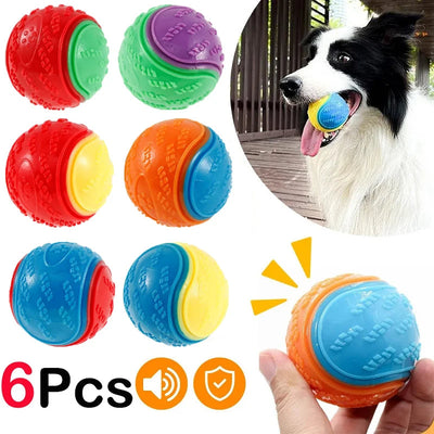 6er Set Quietschbälle für Spiel und Spaß