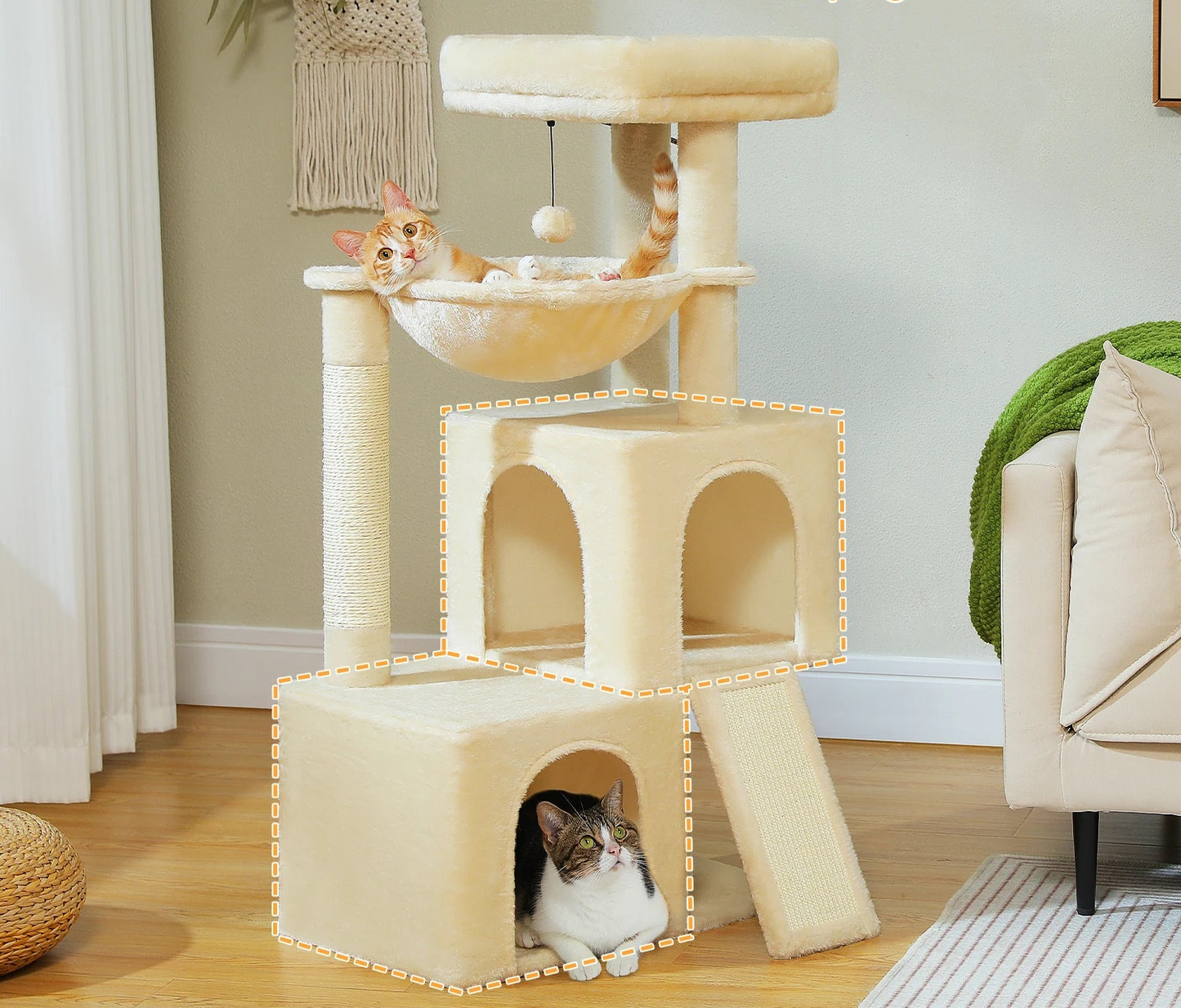 Großer Katzenturm mit Hängematte und Kratzrampe