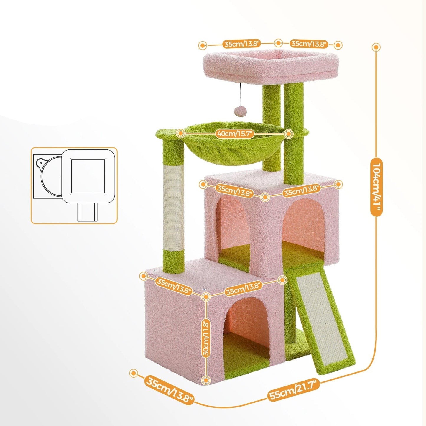 Großer Katzenturm mit Hängematte und Kratzrampe