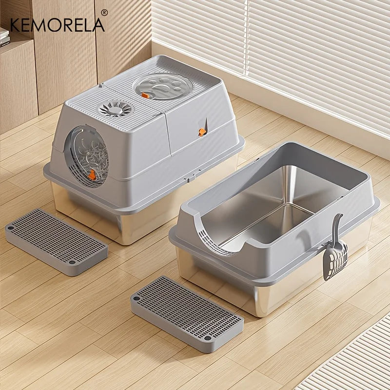 Premium Extra Grosse Katzentoilette aus Edelstahl