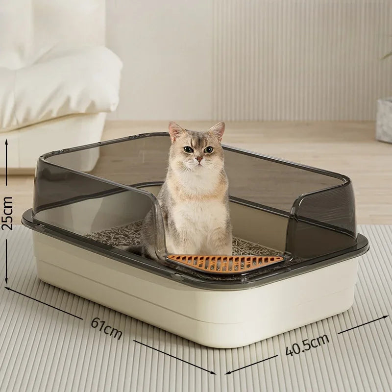 Geräumiges Katzenklo mit Streuschutz