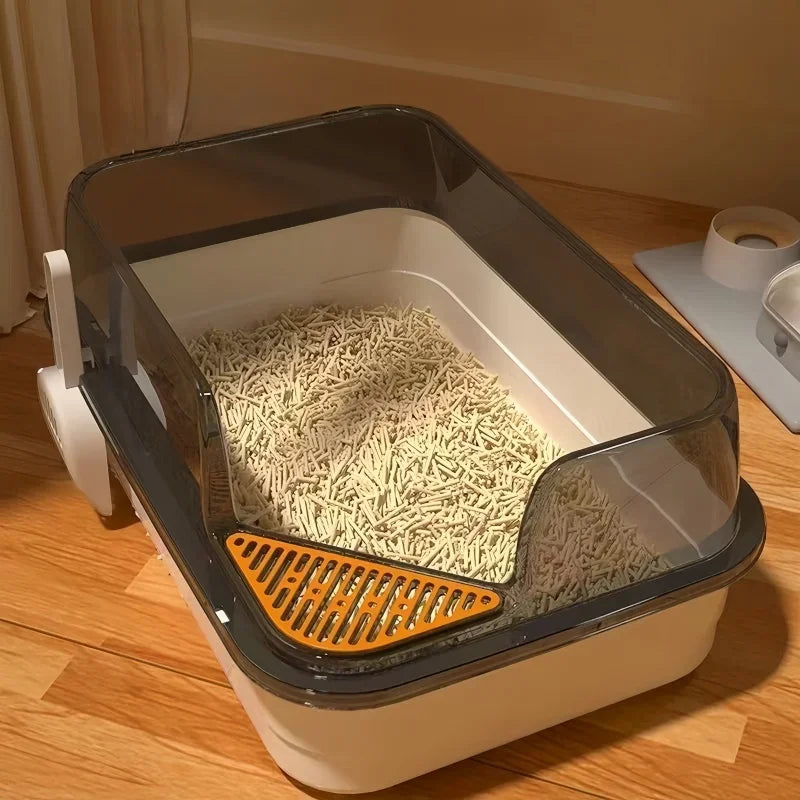 Geräumiges Katzenklo mit Streuschutz