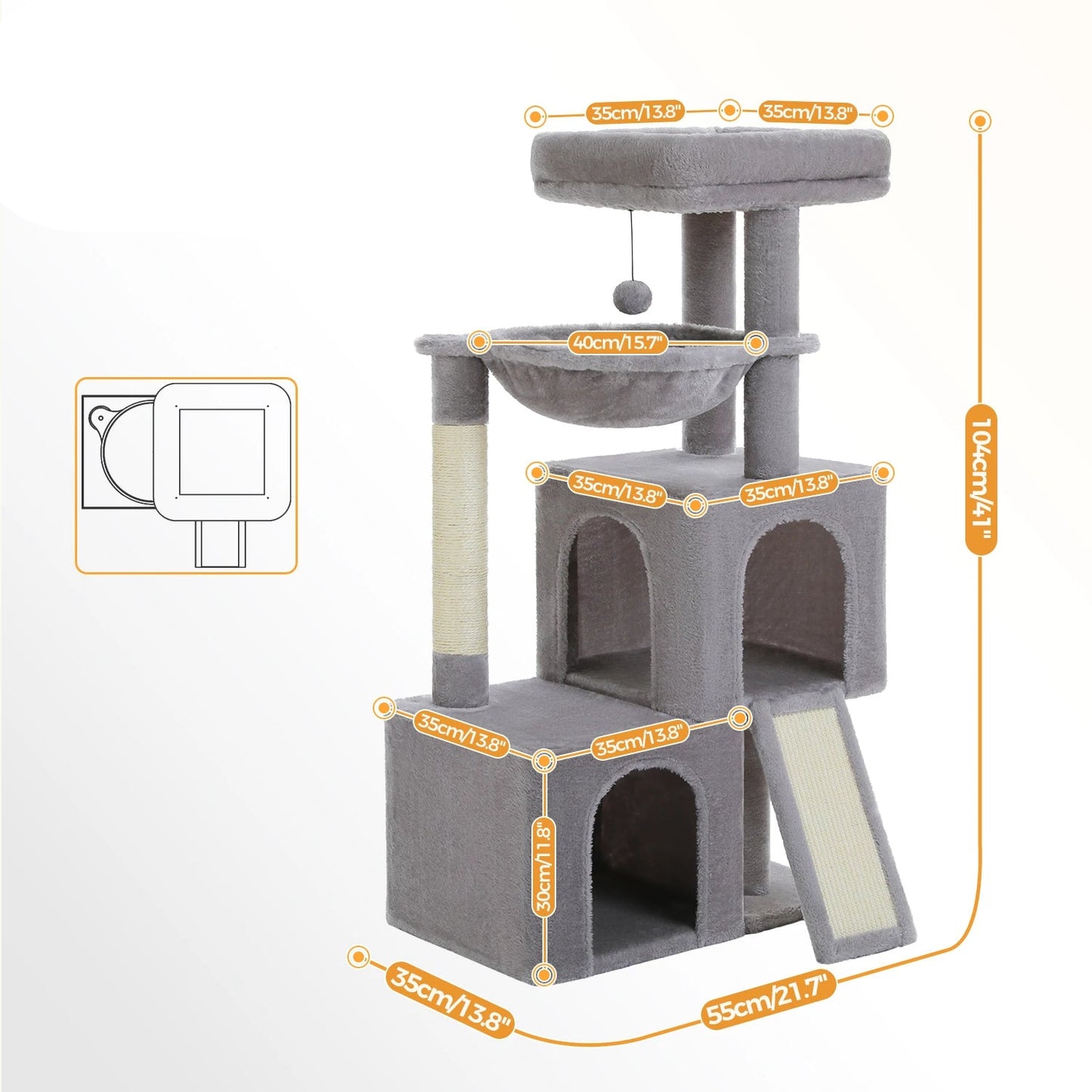 Großer Katzenturm mit Hängematte und Kratzrampe